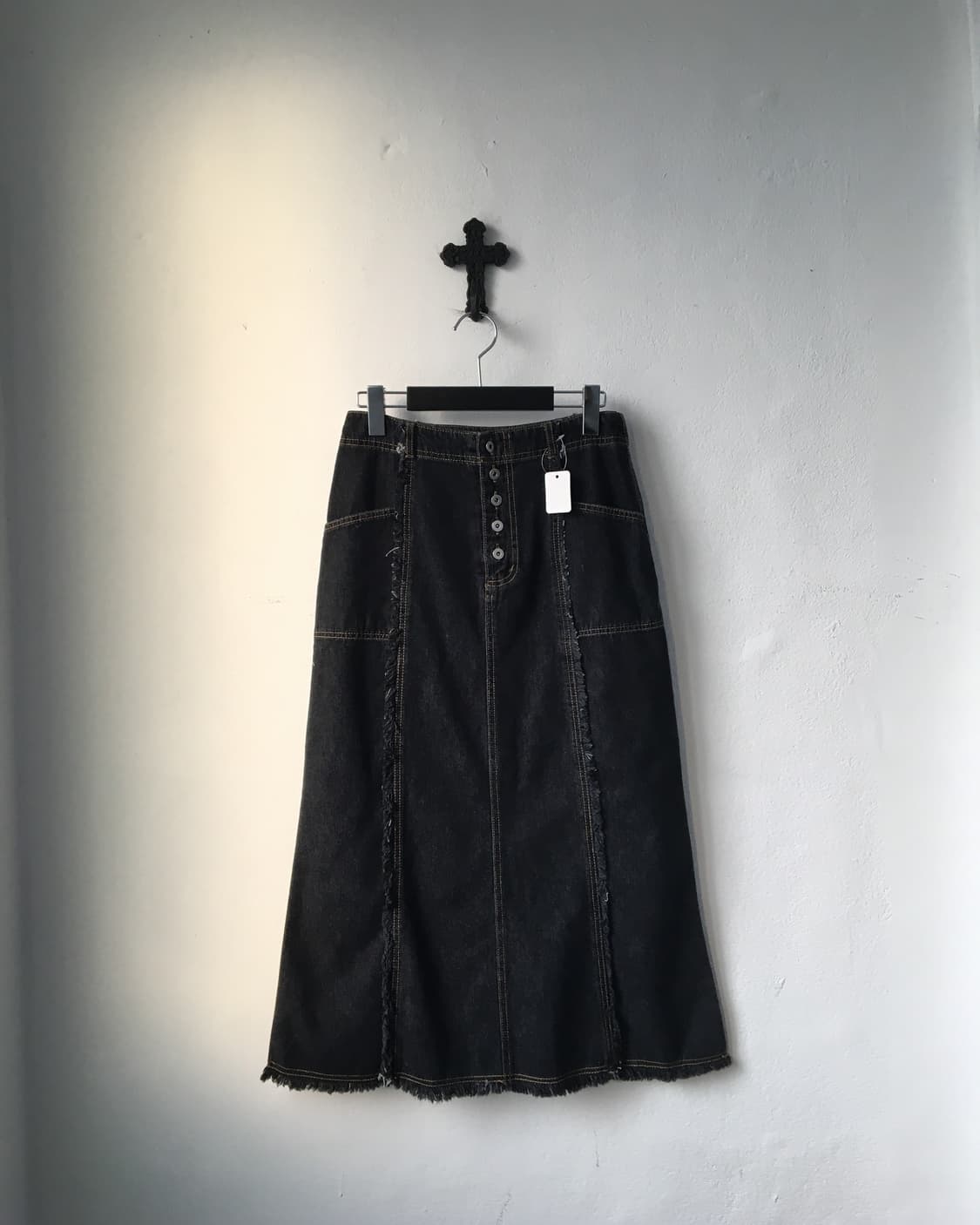 Line detail denim long skirt 상품이미지1