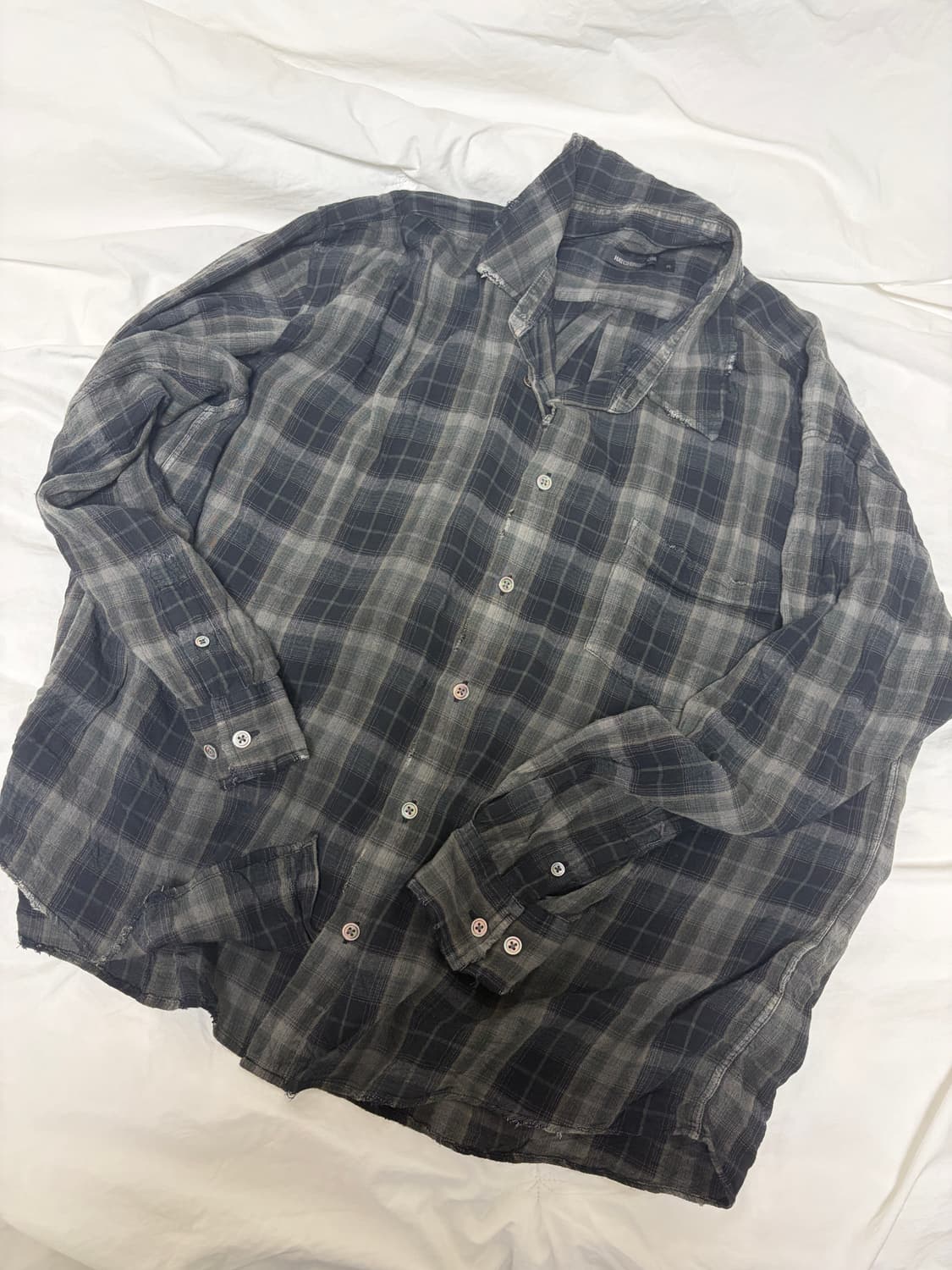 해칭룸 클래식 셔츠 오버 다이드 로우 체크 그린 상품이미지1