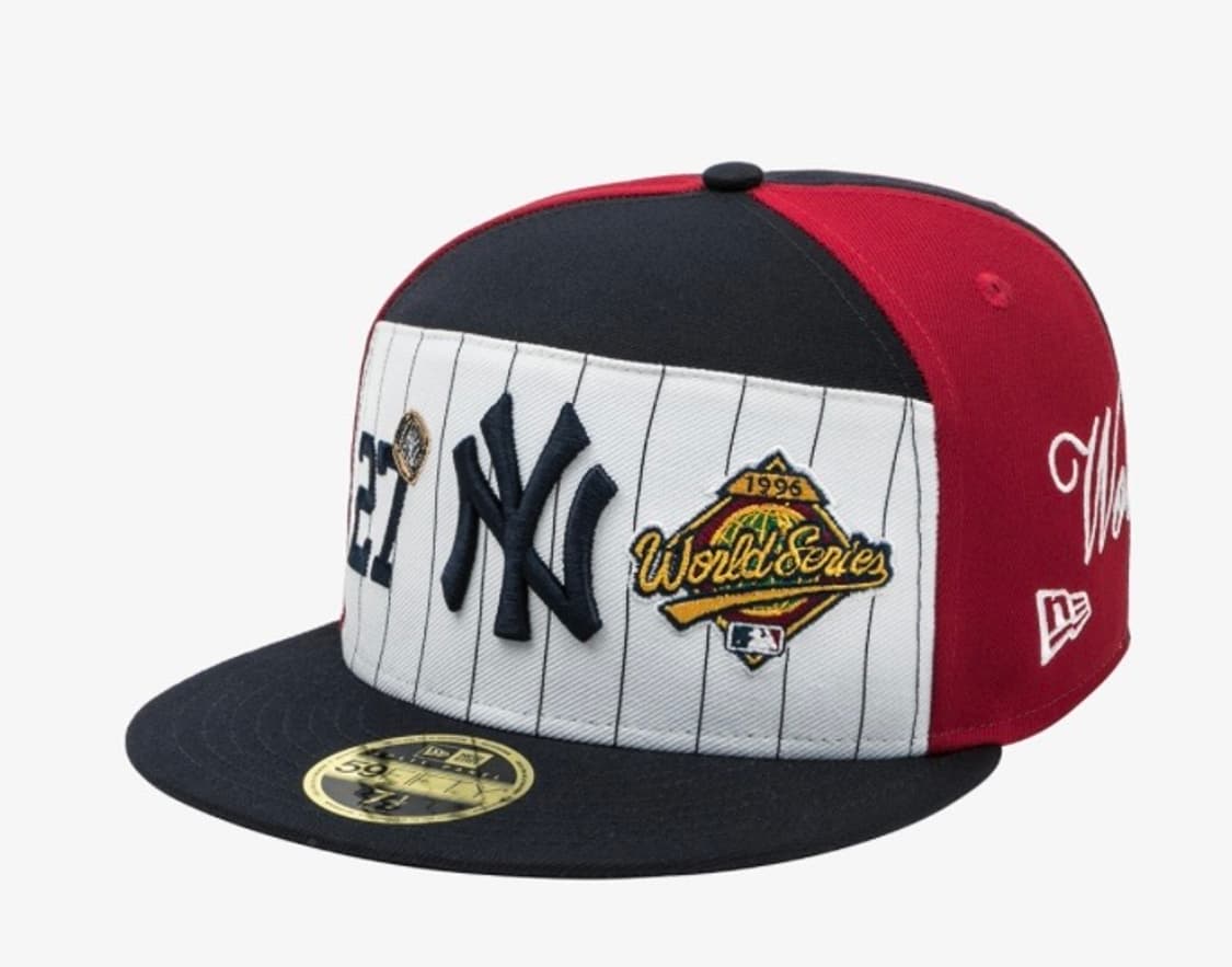 MLB 뉴욕 양키스 스크립트 스플릿 패널 피티드캡 화이트/네이비 상품이미지1