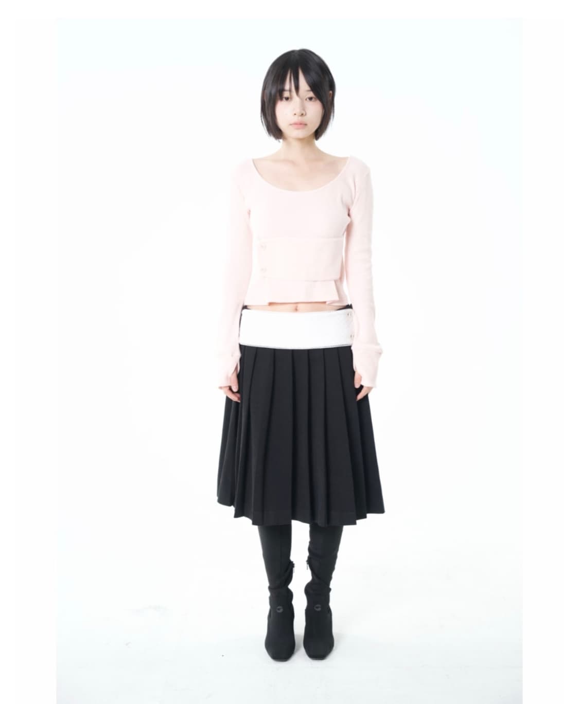 오스하이 밴드 롱슬리브 연핑크 티셔츠 상품이미지2