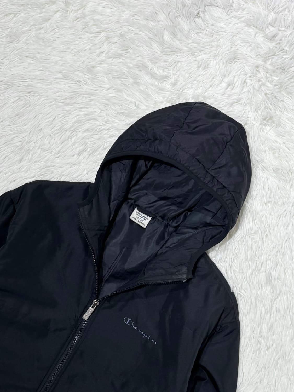 챔피언 블랙 스펠로고 폴리쉘 자켓 상품이미지5