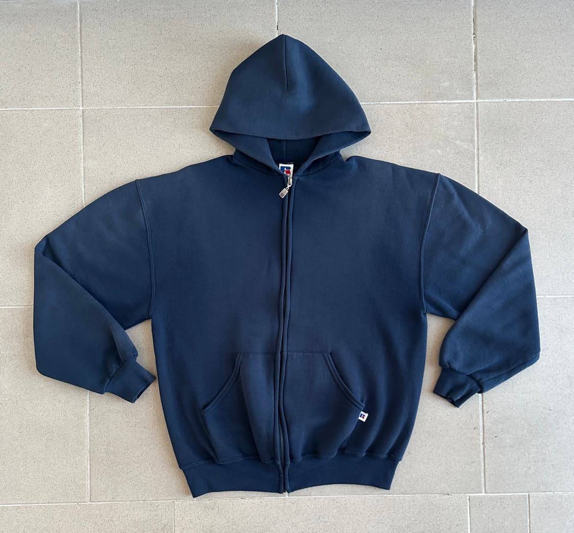 90s 빈티지 러셀 후드집업 네이비 L USA 상품이미지1