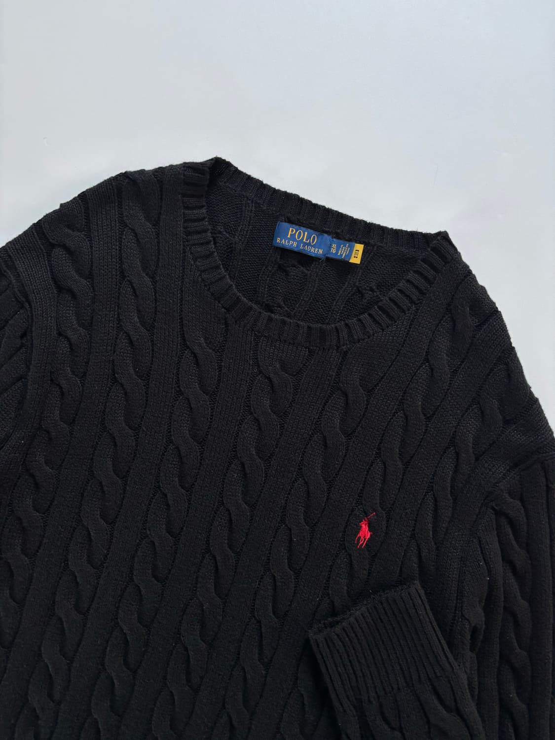 Polo 폴로 랄프로렌 신형 큐알 블랙 케이블 니트 상품이미지1