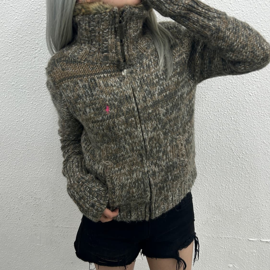 2000's 폴로 랄프로렌 핑크 포니 헤비울 울프죠 상품이미지2