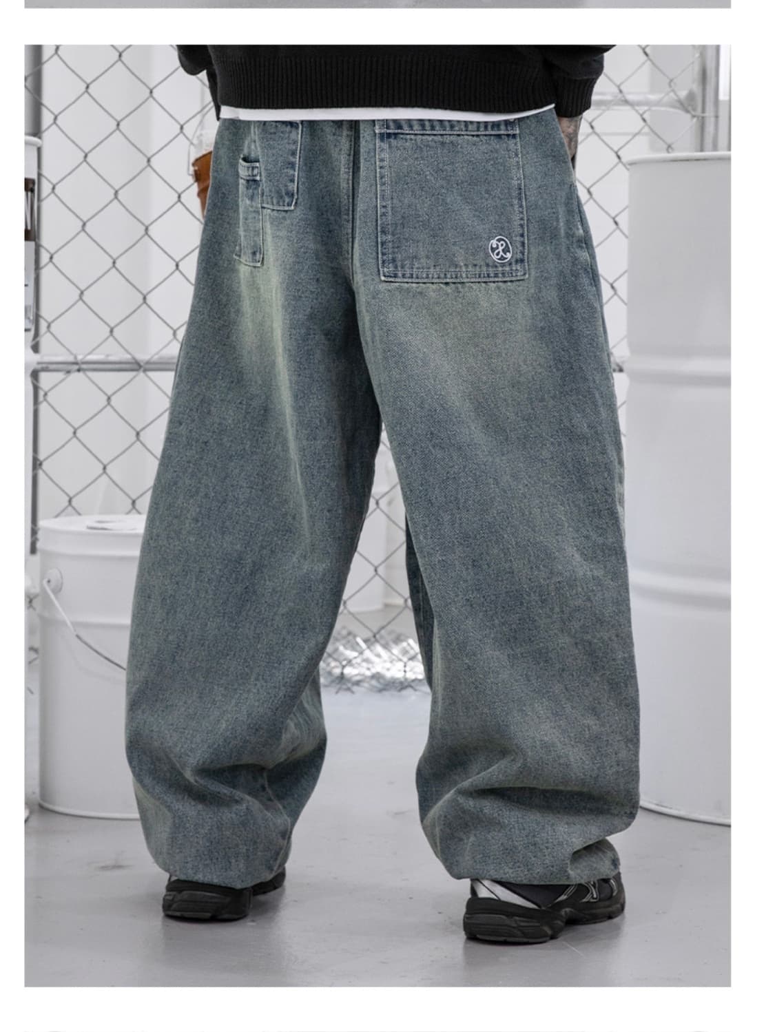 엑스톤즈 빅 와이드 벌룬 데님 팬츠 (BLUE) 상품이미지2