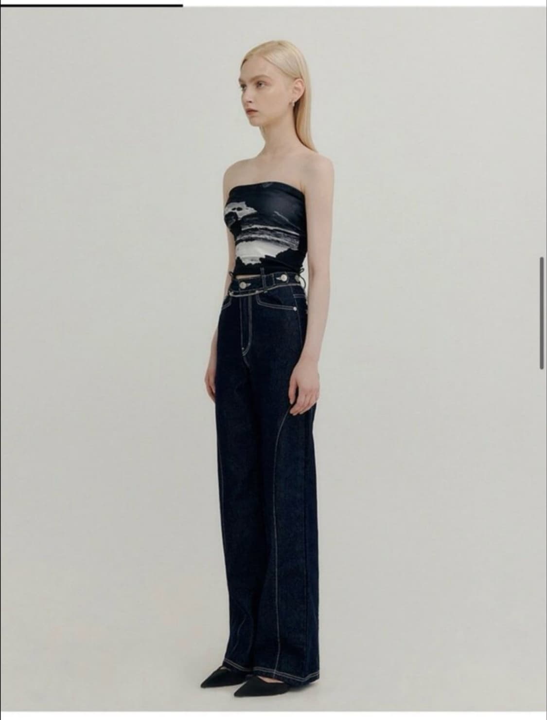 YUSE 유즈 시그니처 스트레이트 라인 로우 데님 팬츠 S 인디고 상품이미지1