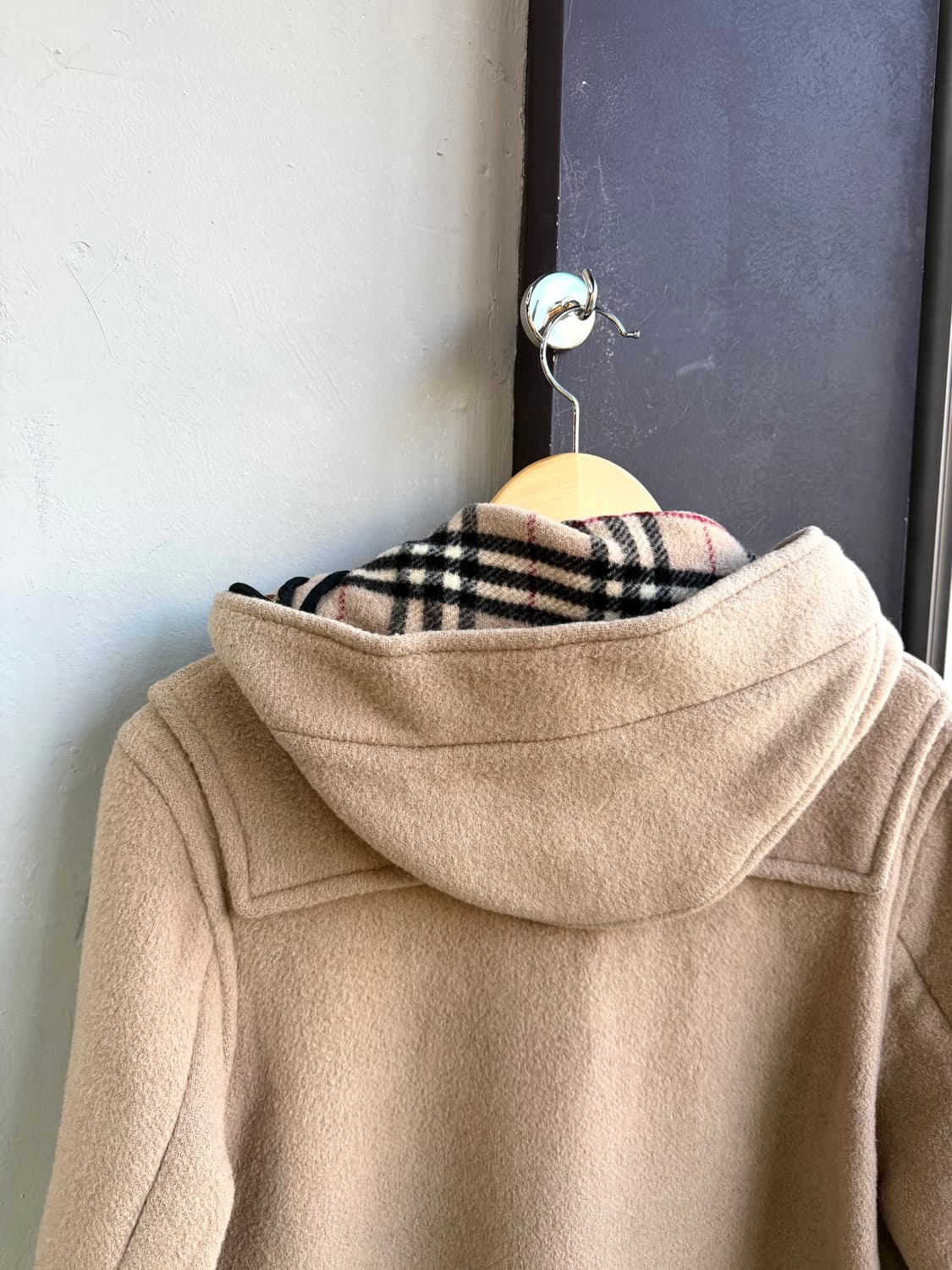 55~66/ 버버리 노바체크 포인트 떡볶이 울코트 상품이미지8