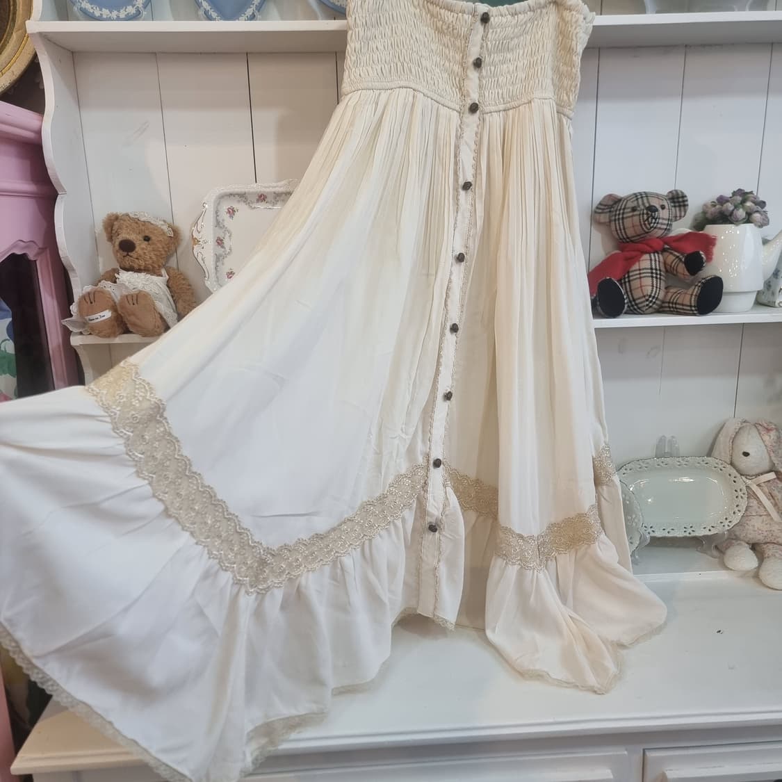 엑시즈팜(axes femme) 바닐라 크림 레이스 끈원피스 상품이미지4