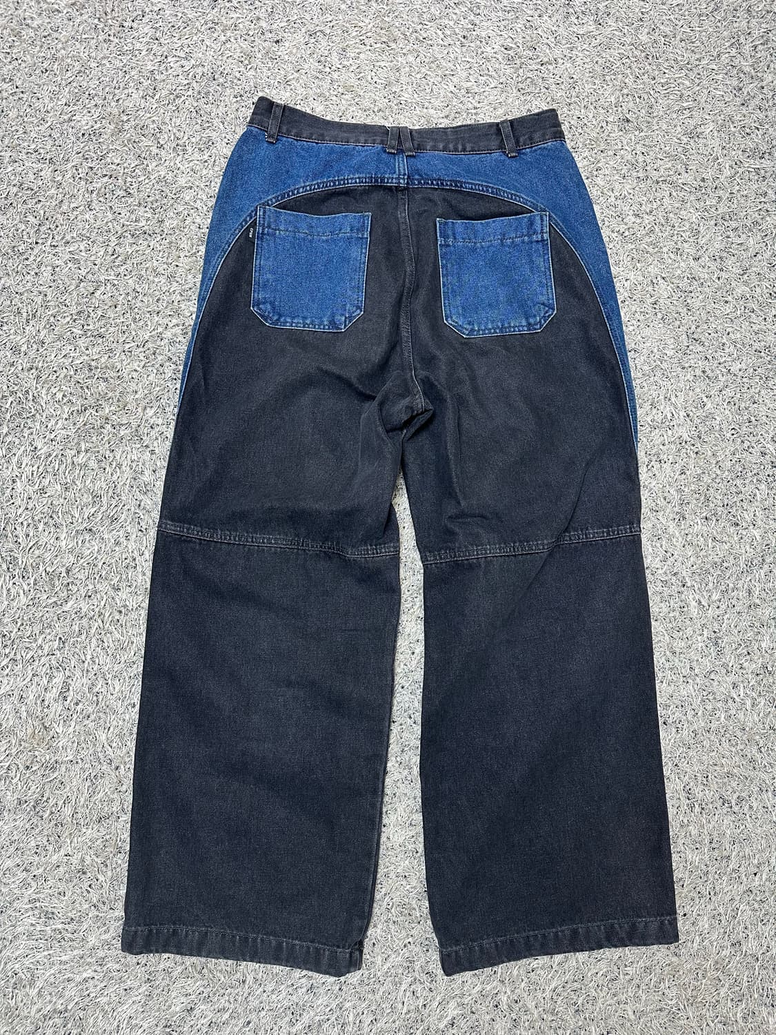 꼼파뇨 믹스드 절개 와이드 데님 팬츠 인디고 블랙 상품이미지3