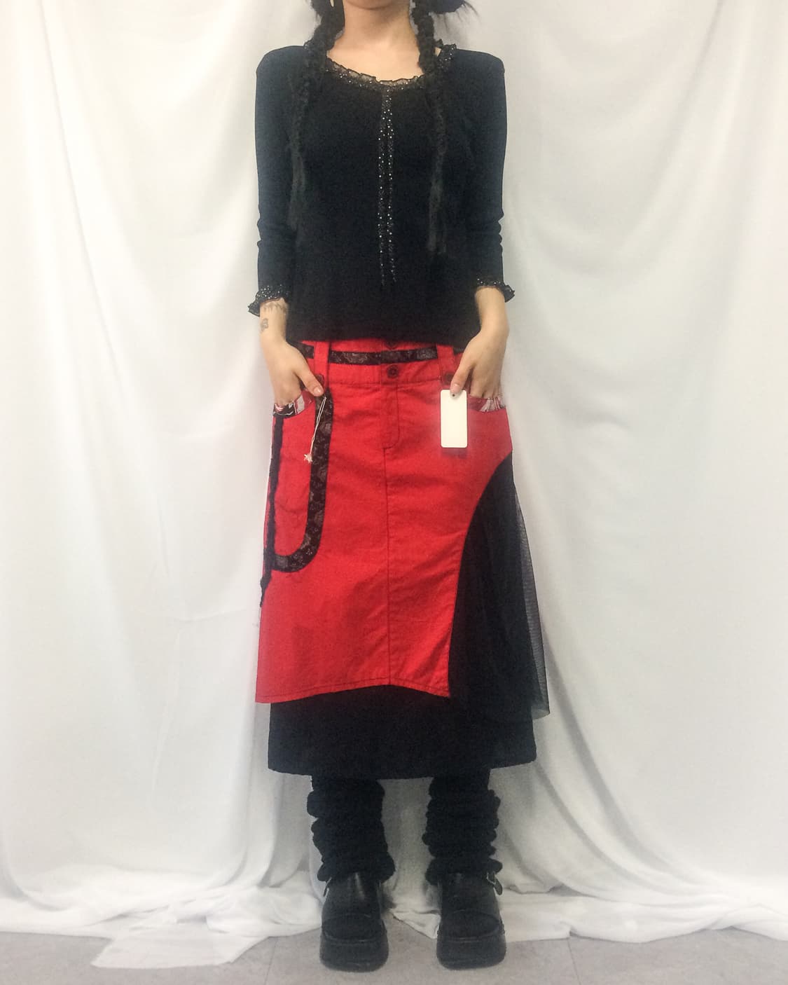 Dot pattern frill point ribbed top 상품이미지6