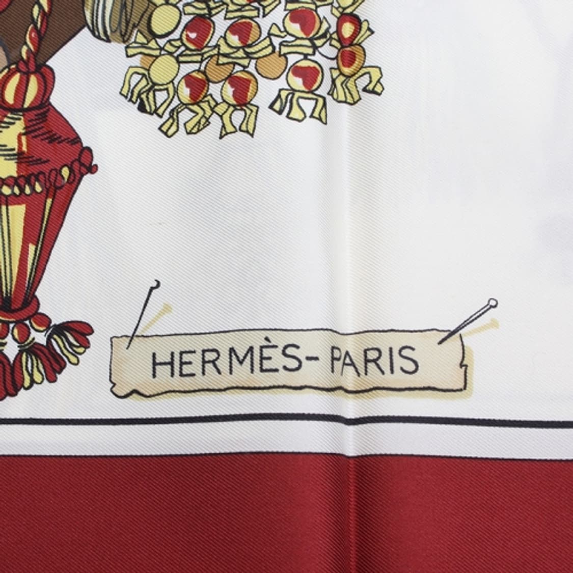 에르메스 버건디 파스망트리 실크 까레 스카프 상품이미지5