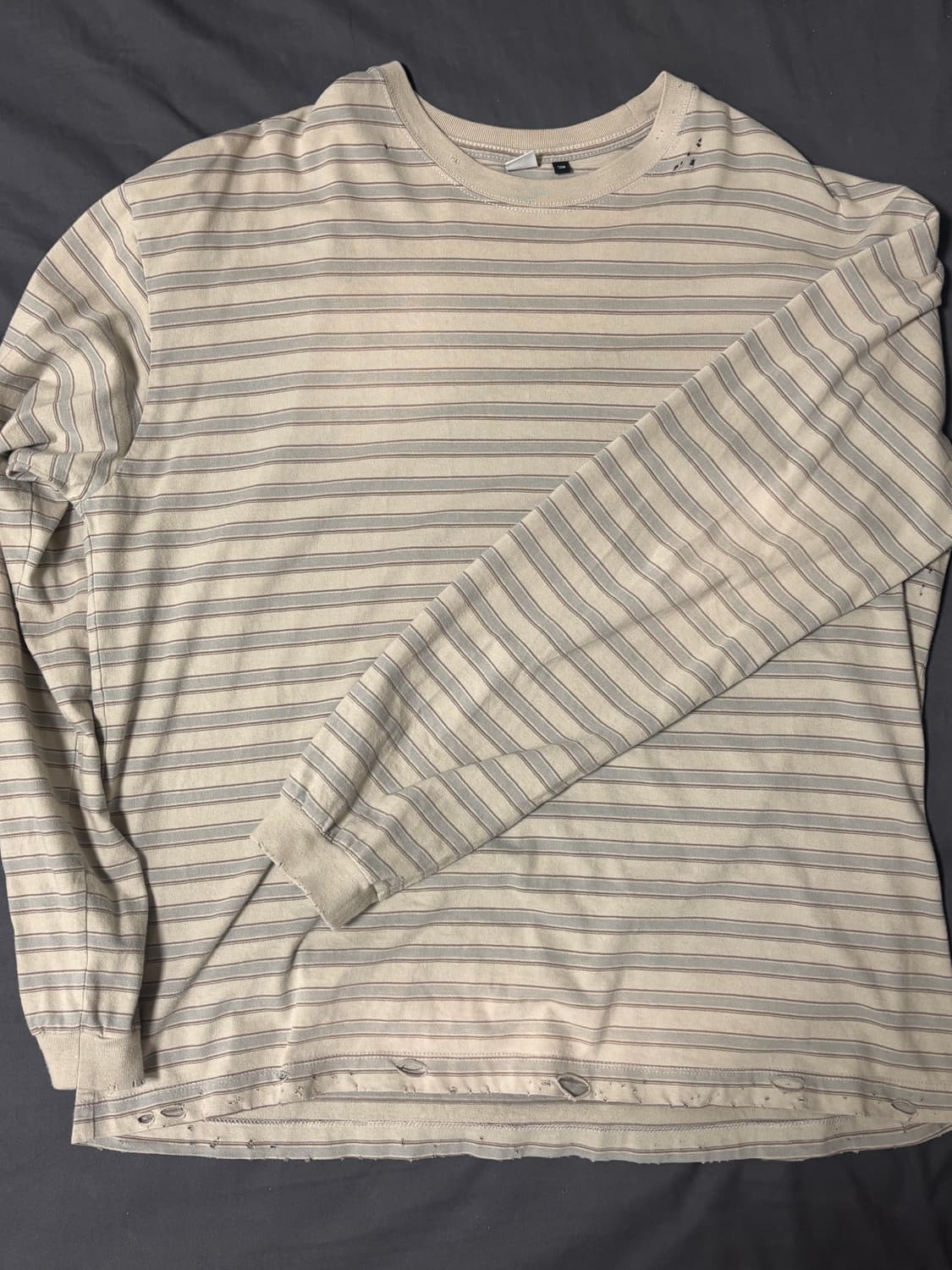 [3]폴리테루 스트라이프 롱슬리브 데미지드001  상품이미지1