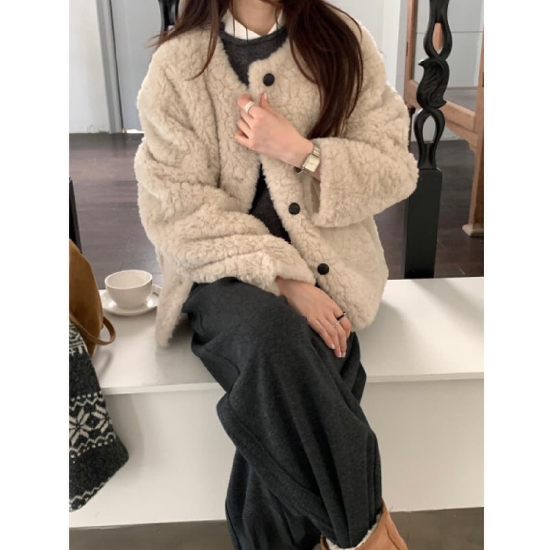 may vi 메이비 양털 뽀글이 자켓 상품이미지1