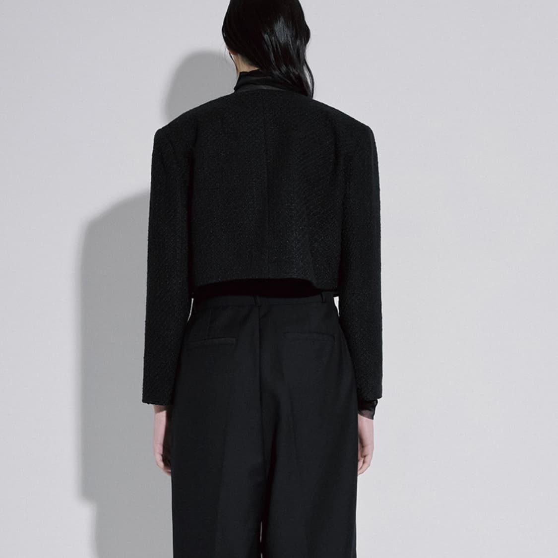 로제프란츠 트위드 크롭 자켓 블랙 상품이미지3