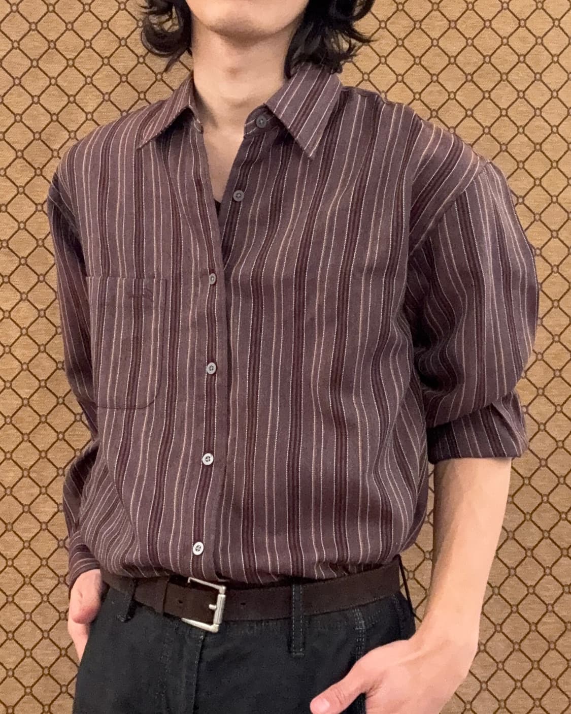 퍼플 빈티지 스트라이프 셔츠 상품이미지3