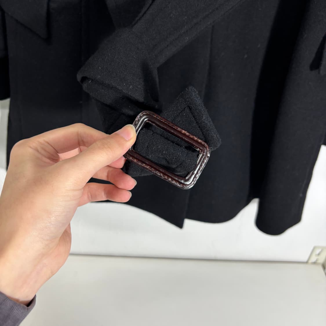 L 티아이포맨 TIFORMEN 블랙 로브 캐시미어블렌드 더블코트 상품이미지3