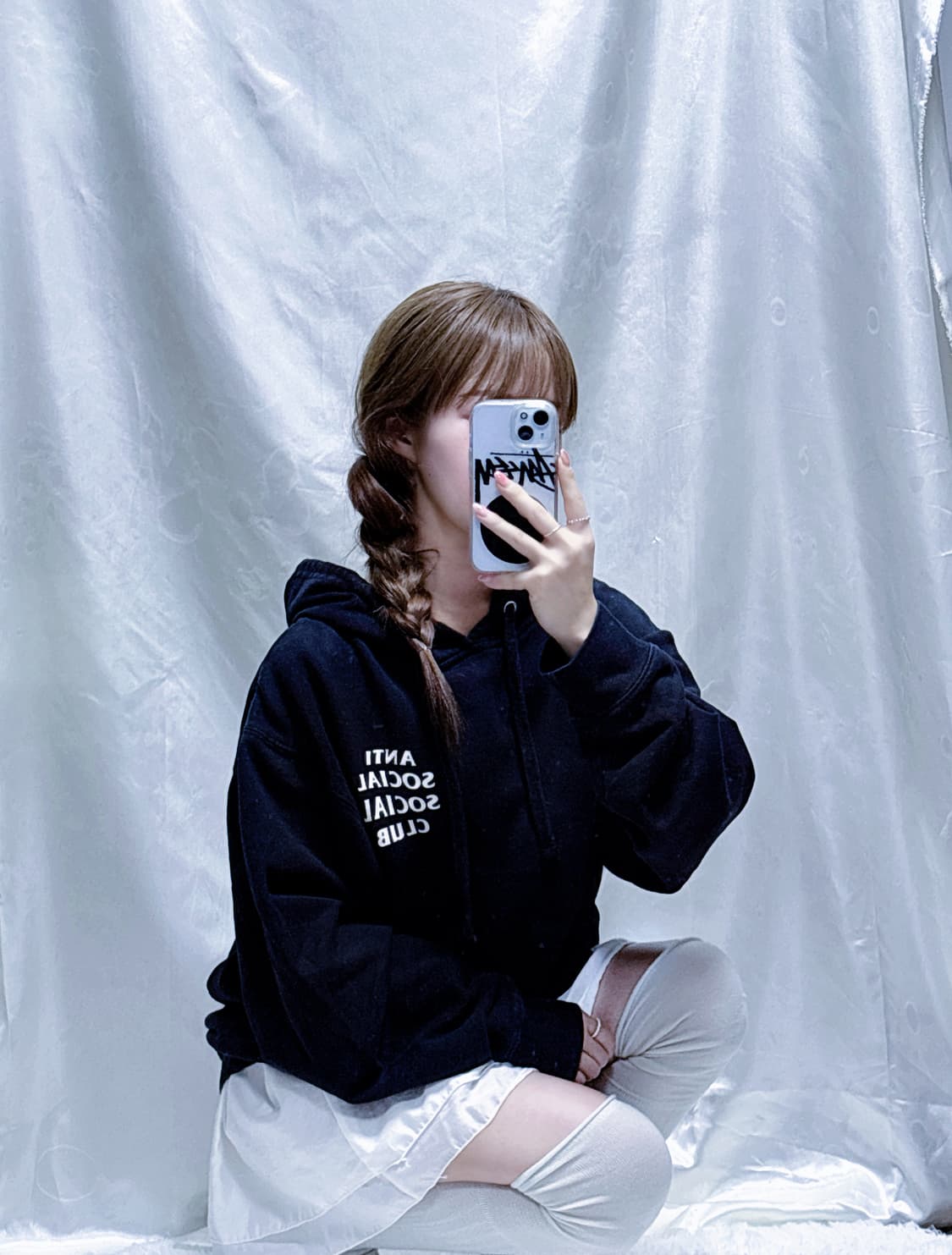 안티소셜클럽 블랙 빅로고 후드  상품이미지3