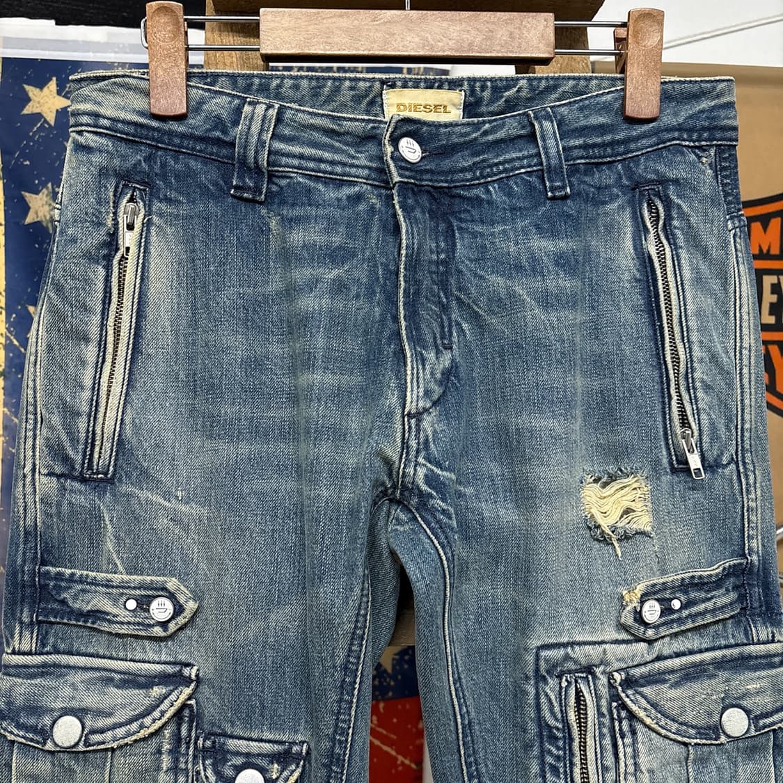 디젤 Y2K 멀티카고 헤비워싱 로우라이즈 데님팬츠 N1043    상품이미지3