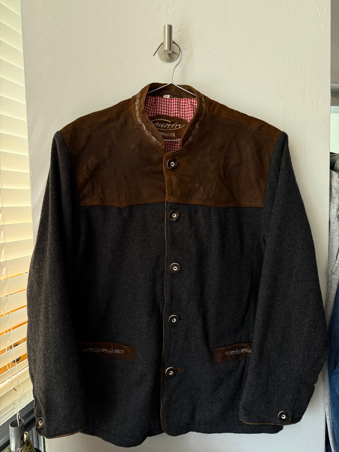 유럽빈티지 스웨이드 울 트위드 자켓 L 상품이미지1