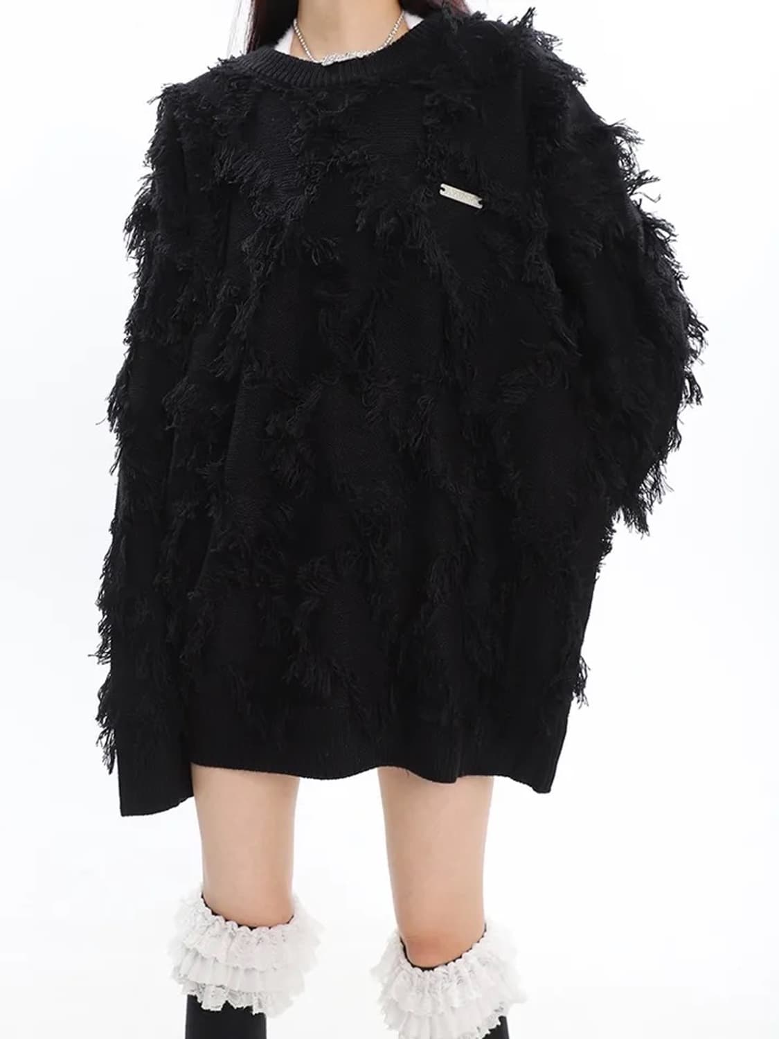 오버핏 블랙 니트 XL 상품이미지4