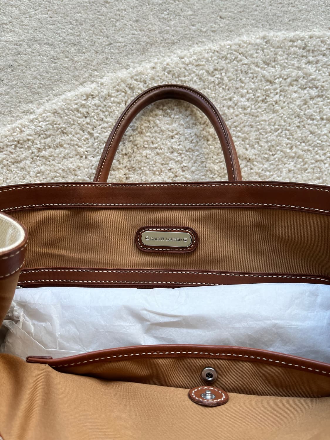 폴로 랄프로렌 캔버스 레더 테슬 토트백  상품이미지10