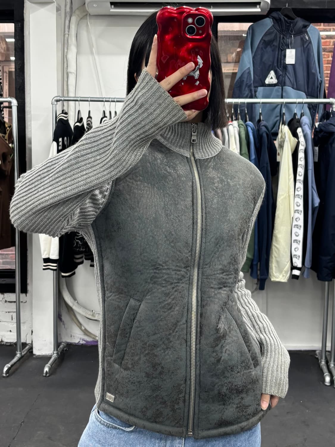 아르마니 익스체인지 스웨이드 니트 집업 상품이미지4