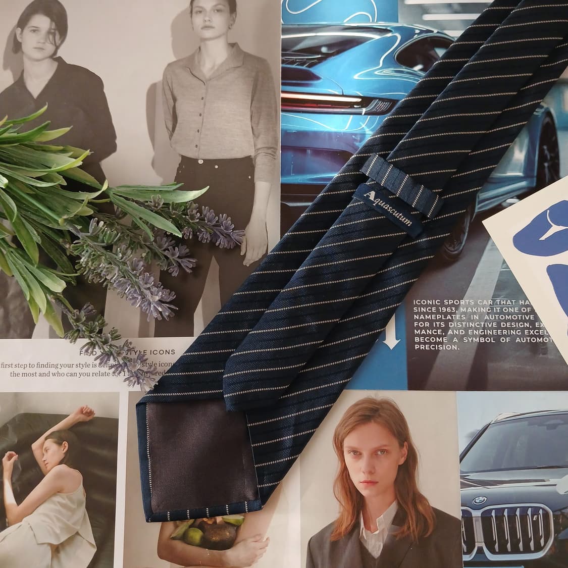 아쿠아스큐텀 실크 레지멘탈 스트라이프 넥타이 9cm A+등급 A19037 상품이미지4