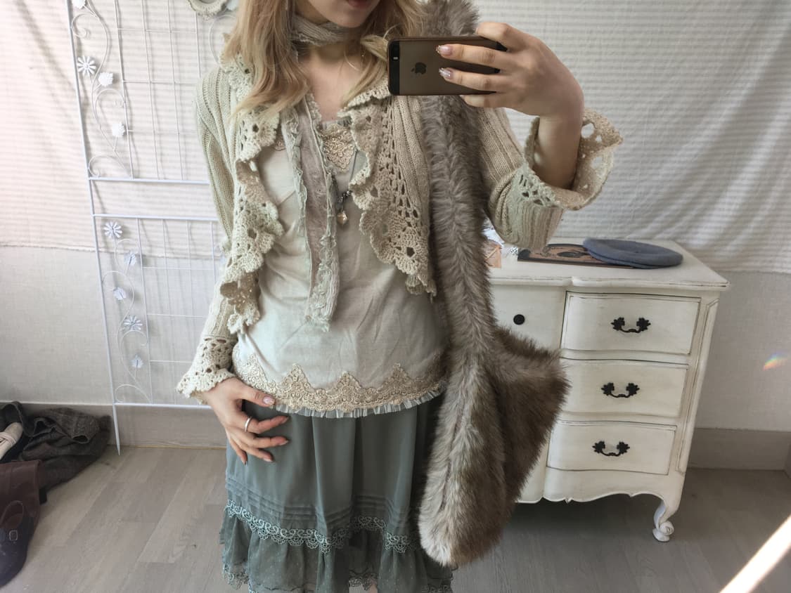 Set)Axes femme 가디건 + 나시 + 민트스커트 상품이미지4