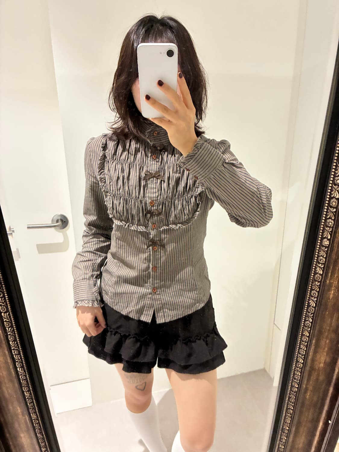 브라운 리본 로걀 셔츠+브라운 캉캉 set 상품이미지3