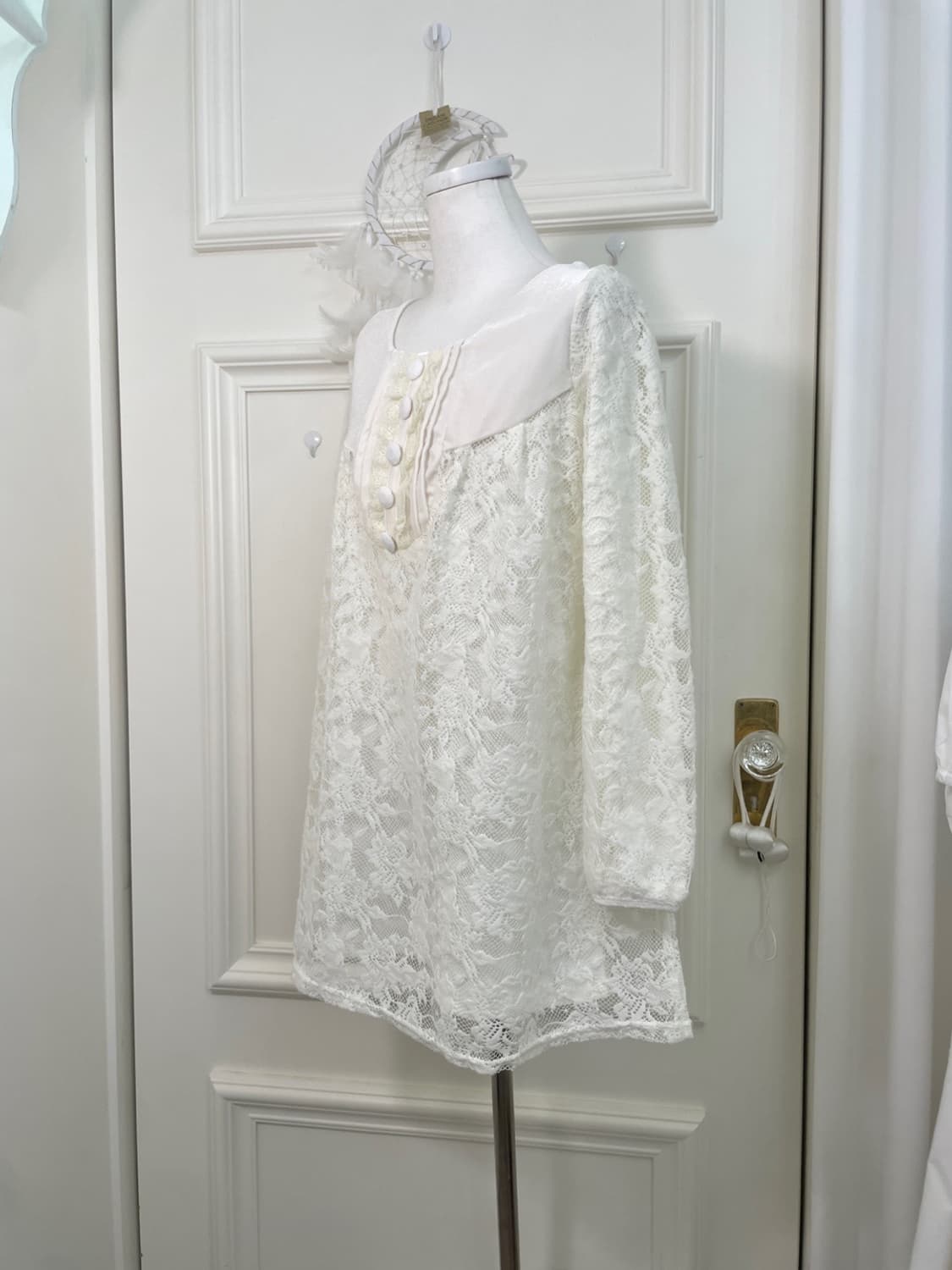 creamwhite lace velvet mini opc 상품이미지2