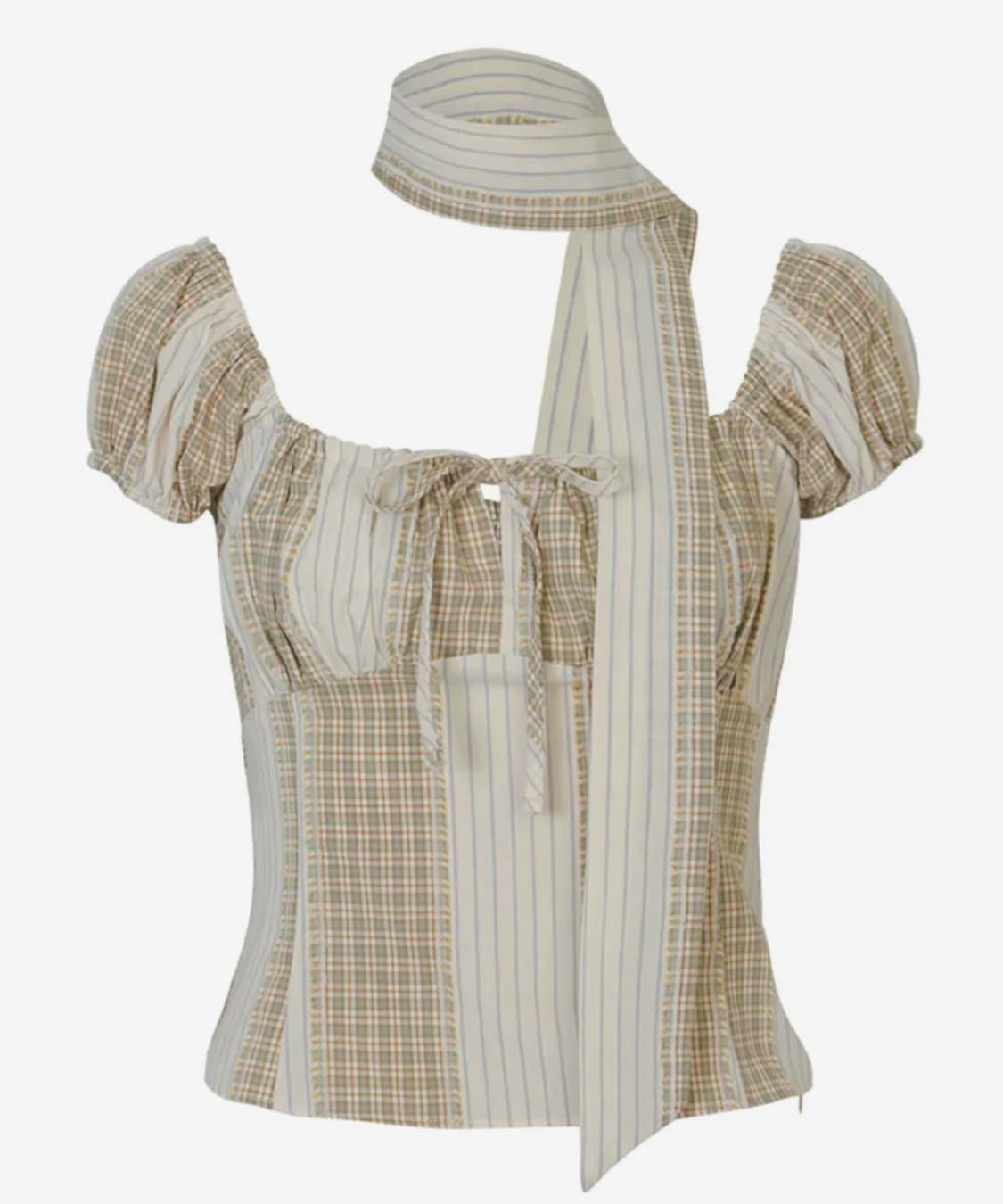 루루서울 체크 블라우스 베이지 미디움 상품이미지1