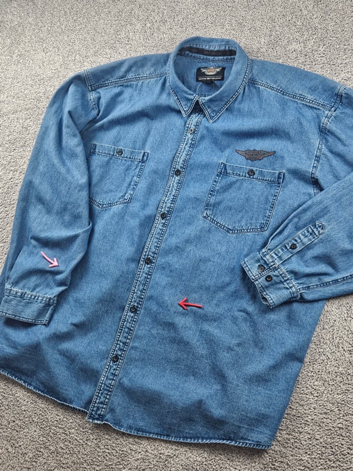 할리데이비슨 스펠아웃 레터링 로고 포켓 데님 셔츠 (5XL)/ 10832 상품이미지7