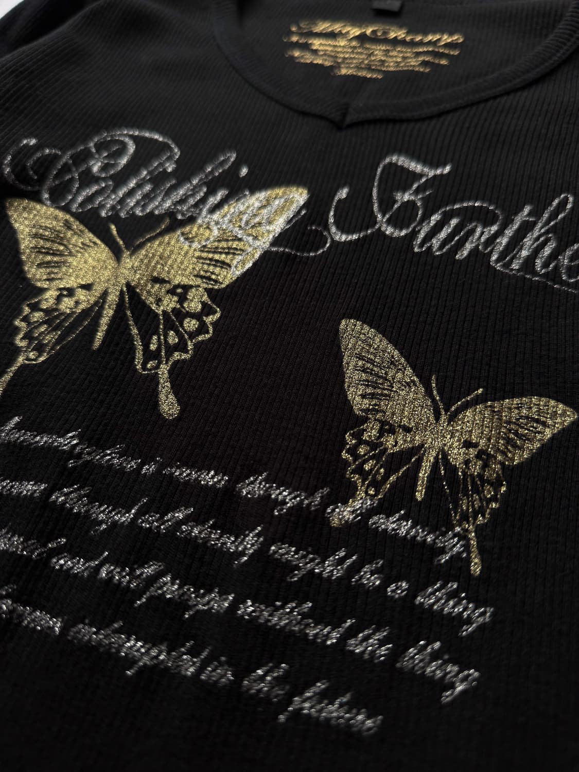 Glitter Printed Ribbed T-shirt 0286 상품이미지3