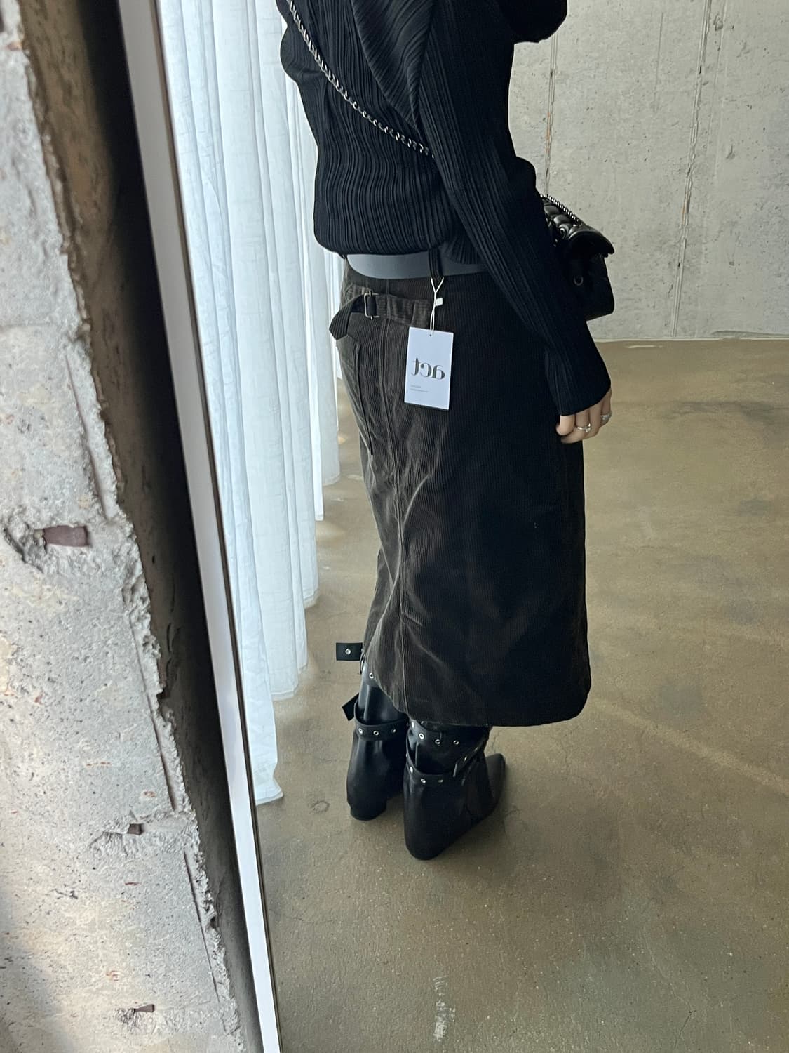 MHLmargarethowell 마가렛호웰 코듀로이 스커트 다크그린 상품이미지3