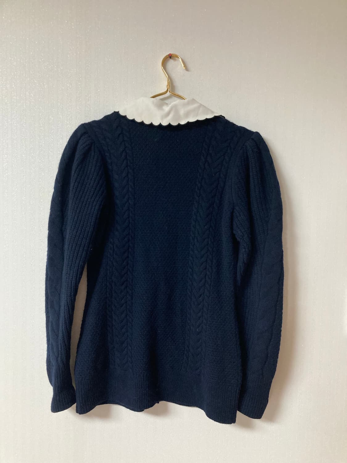 1사이즈 산드로 울 케이블 니트 가디건 네이비 상품이미지3