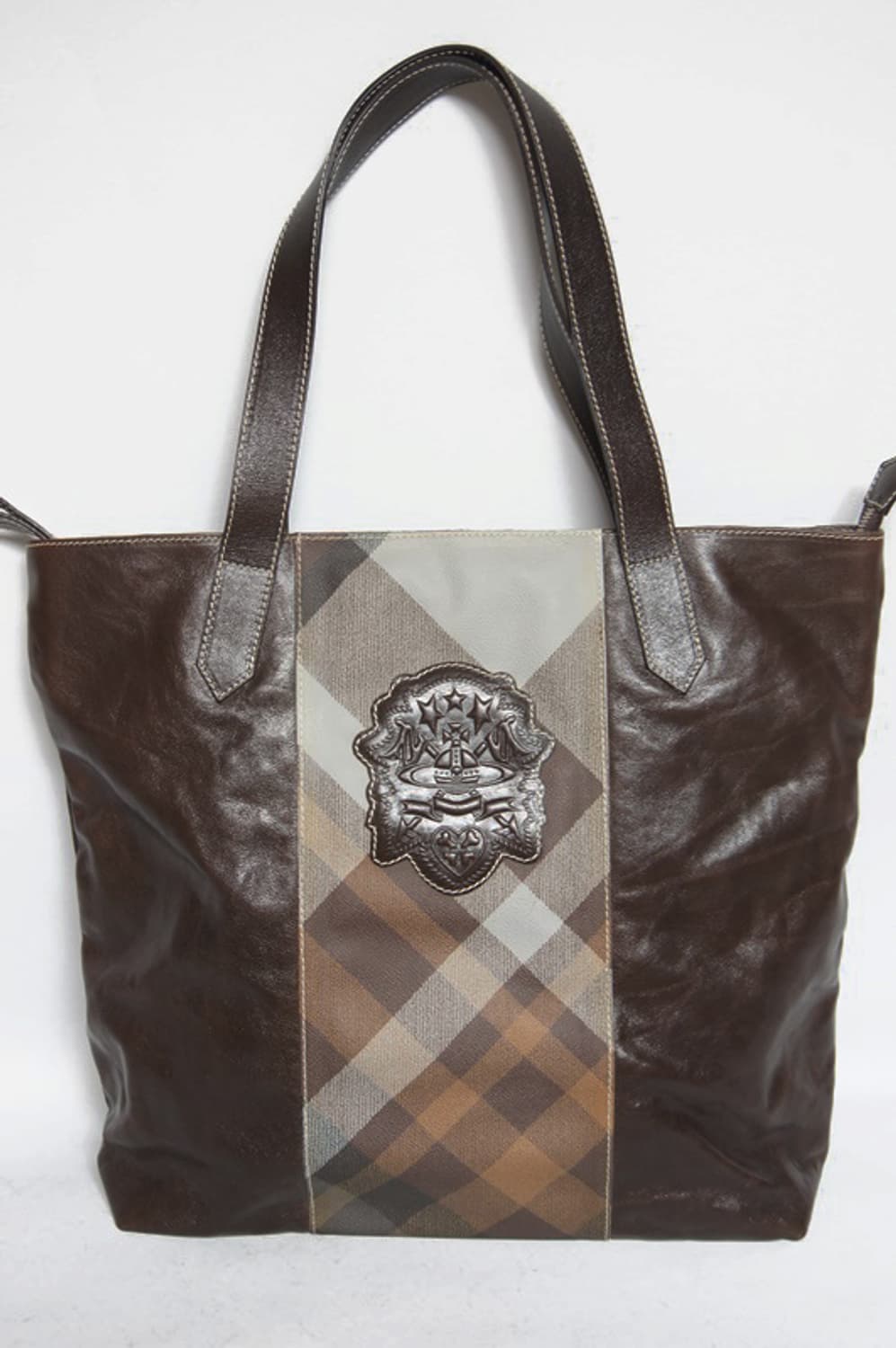 비비안웨스트우드 체크 숄더백 브라운 상품이미지1