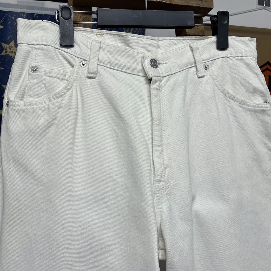 90s 리바이스 오렌지탭 화이트 데님팬츠 미국생산 슬림 테이퍼드 N726 상품이미지3