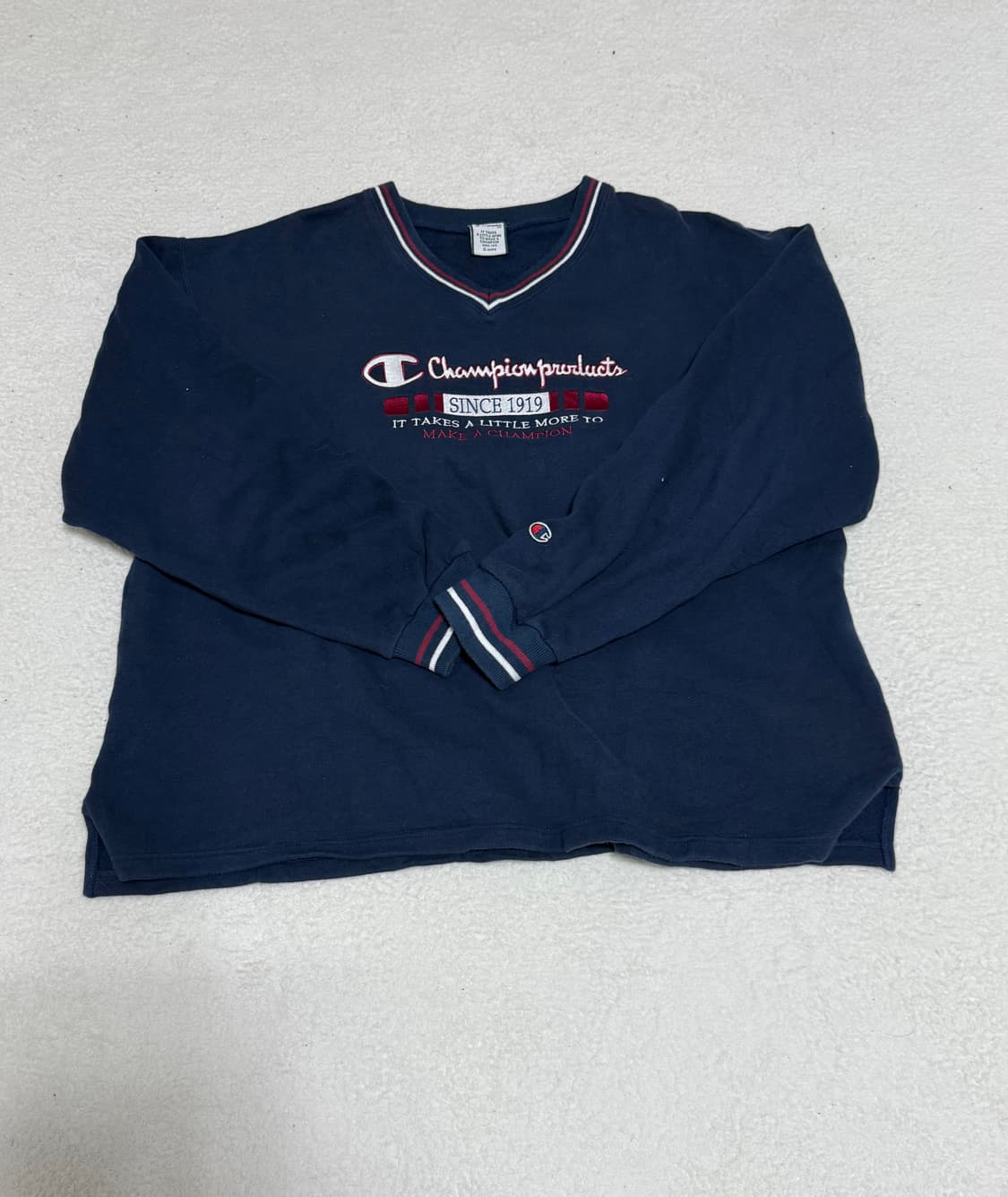 챔피온 네이비 V넥 긴팔 티셔츠 상품이미지1