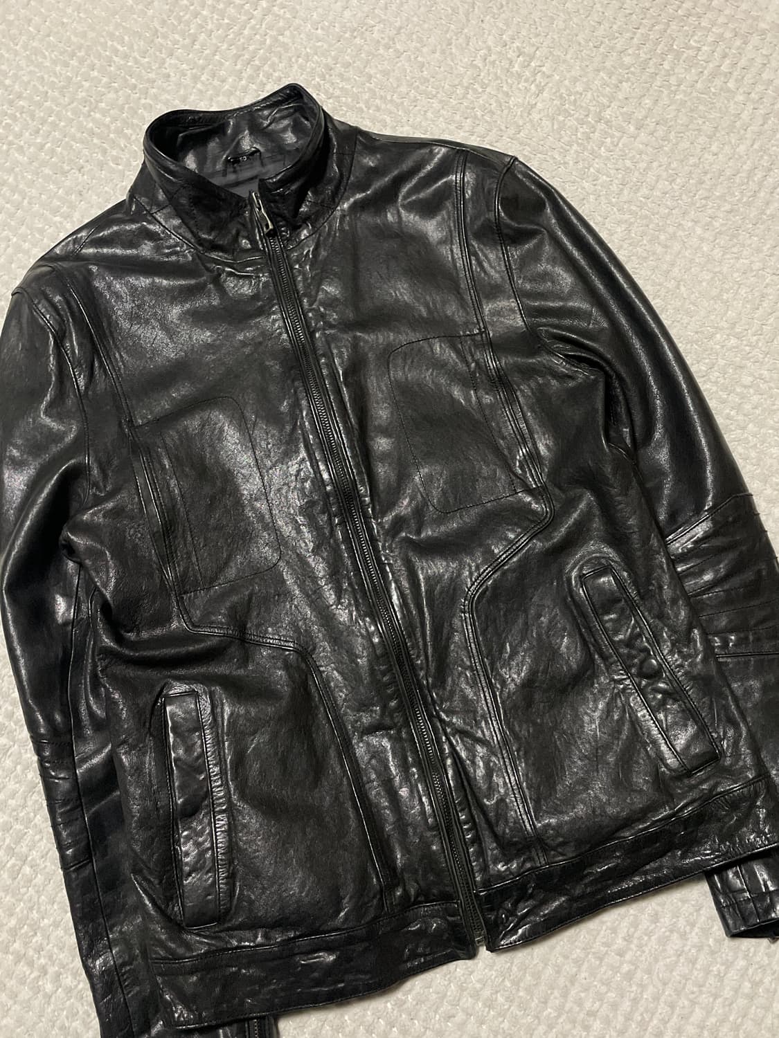 [50] 광희시장 웨스턴 무드 램스킨 양가죽 절개 레더 자켓 상품이미지7