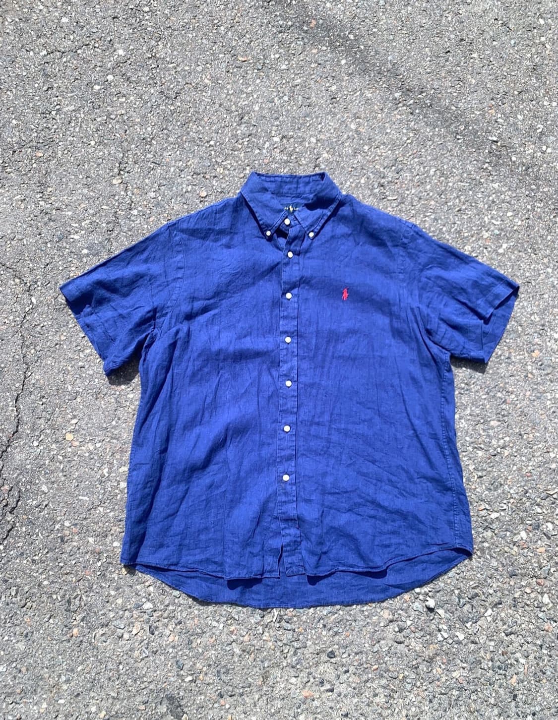 [시즌 오프] 폴로 린넨 반팔 셔츠 블루 상품이미지1