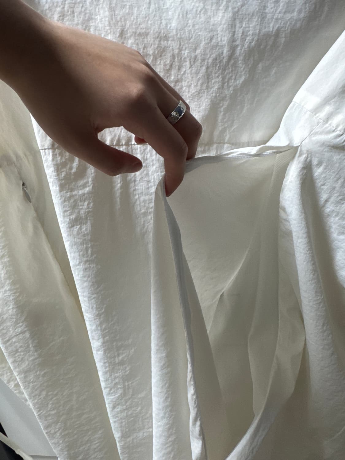 오호스 Chest hole nylon shirt/ white 상품이미지5