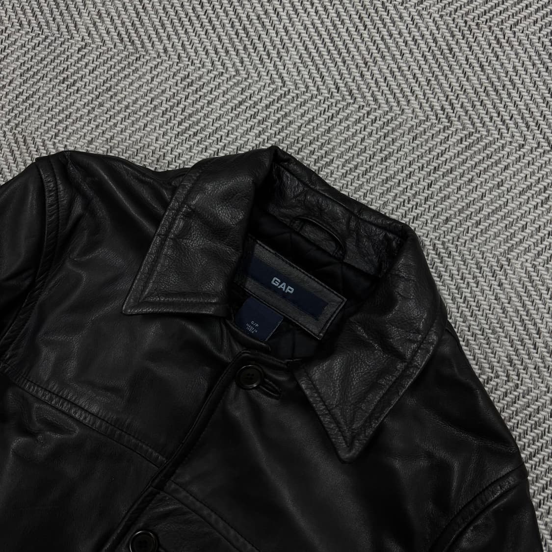 [S]올드 갭 레더 빈티지 카 코트 블랙 상품이미지2