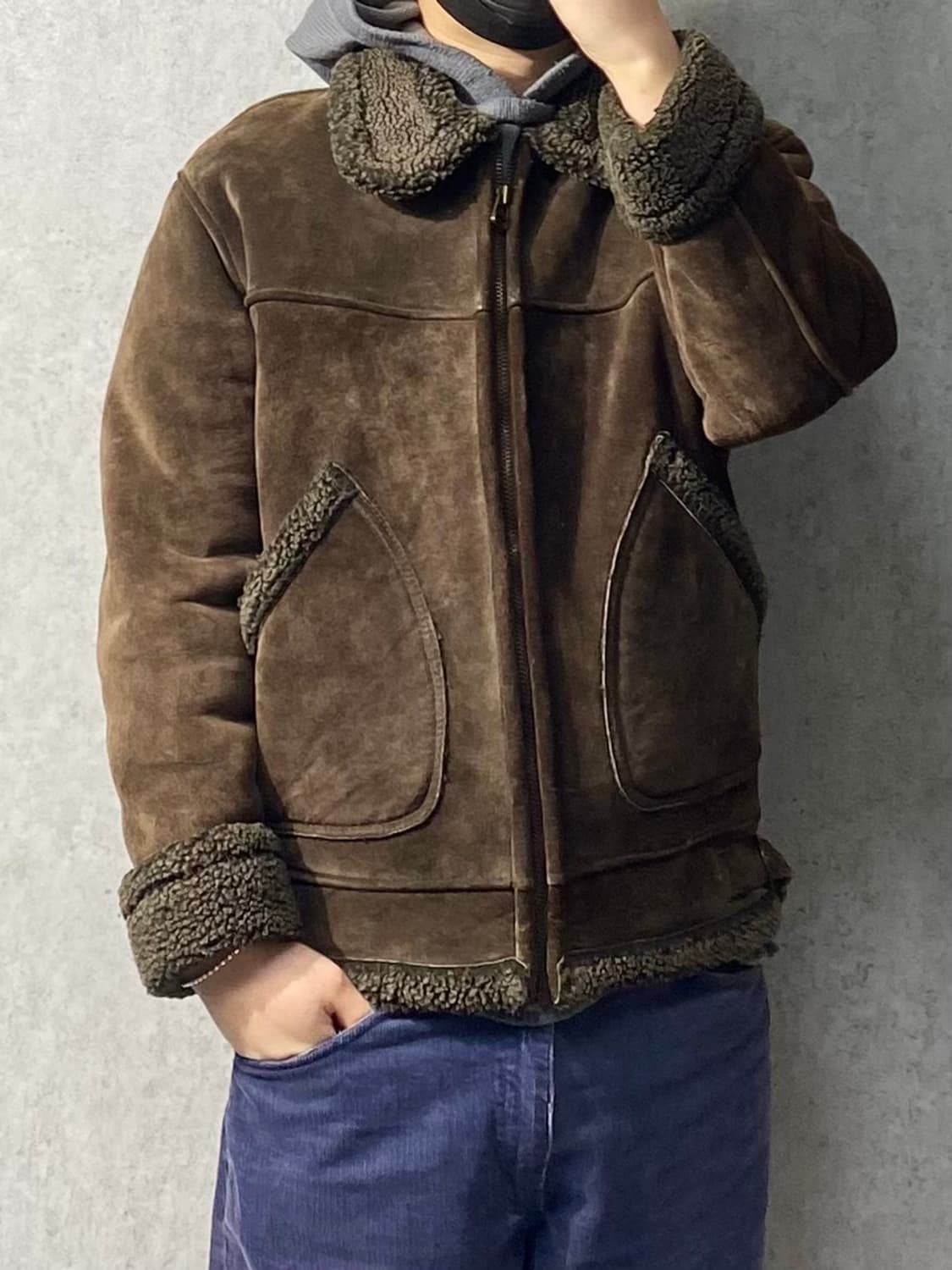 [95-100] 90s Canyon 브라운 피그 스웨이드 무스탕 자켓 상품이미지7