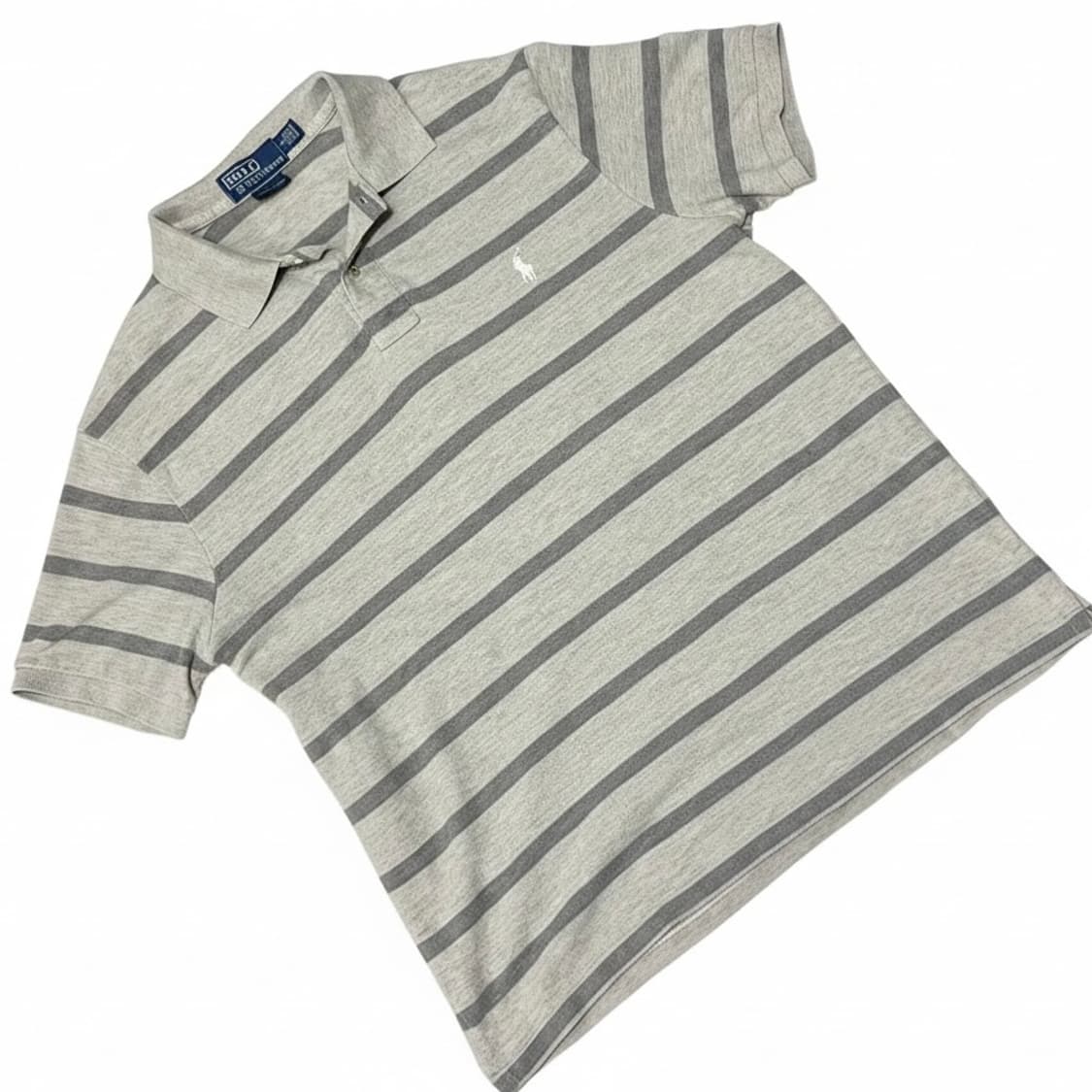 [L] Polo Ralph Lauren 스트라이프 피케 셔츠 그레이 상품이미지2