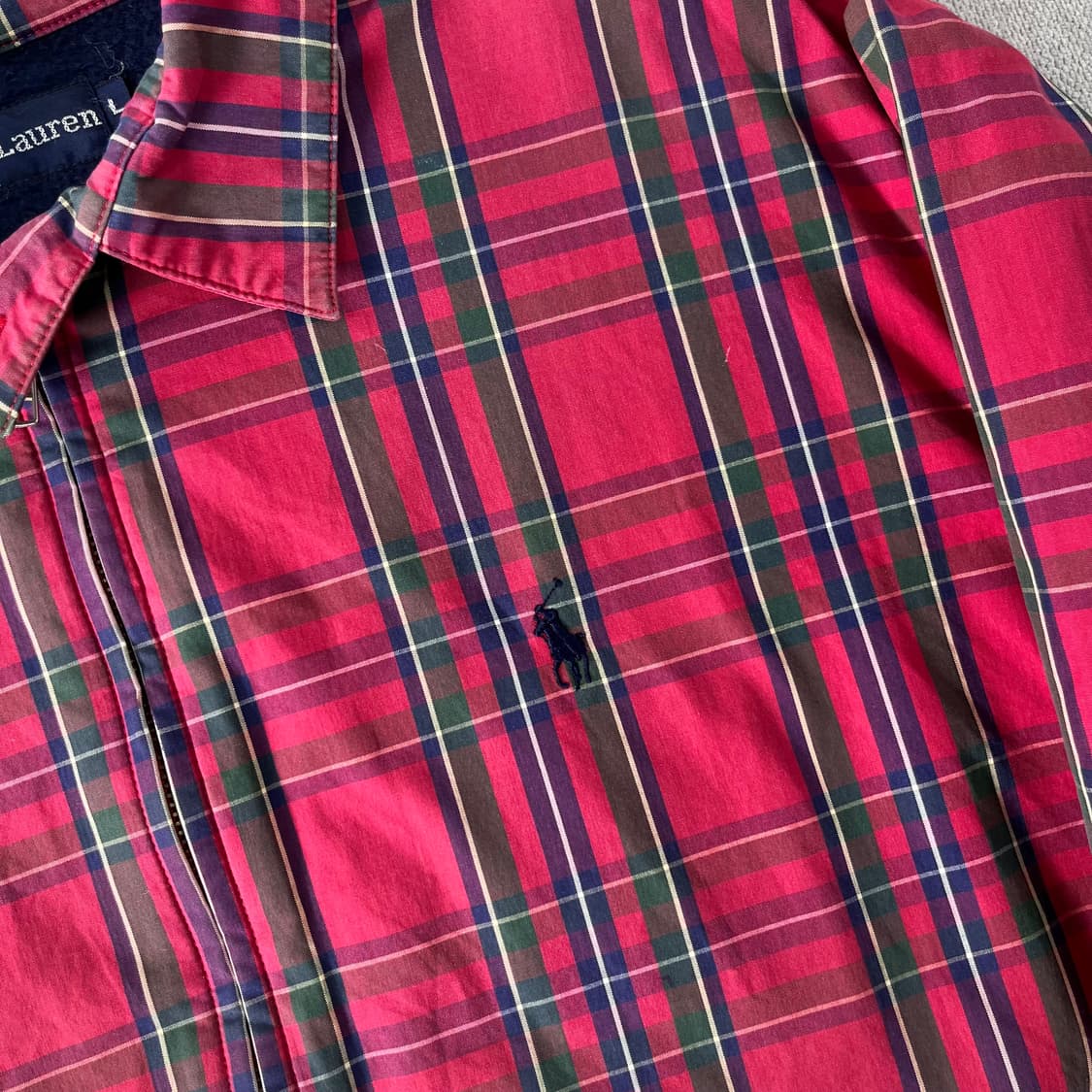 100 폴로 랄프로렌 빈티지 체크 바라쿠타 블루종 자켓 상품이미지2