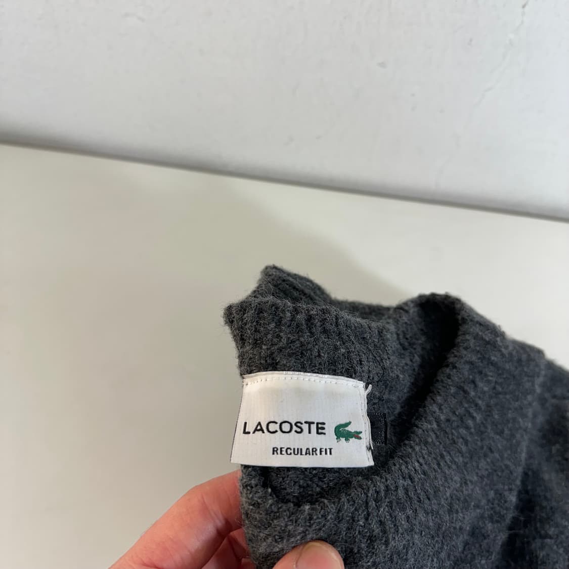 XL 100-105 라코스테 챠콜 울 라운드니트 상품이미지5