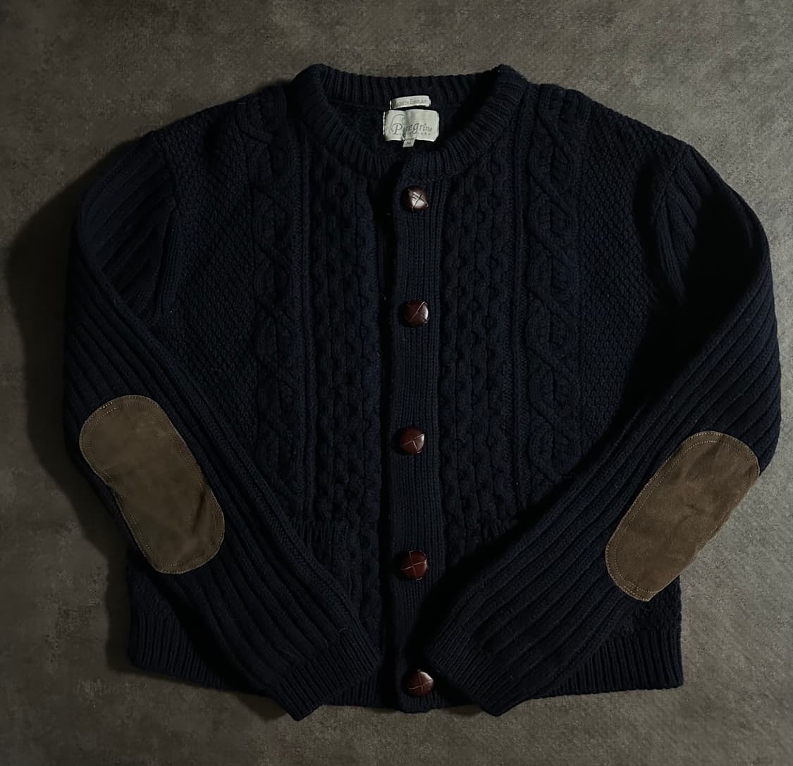 90s Peregrine 영국제 울 케이블 가디건 M 상품이미지1
