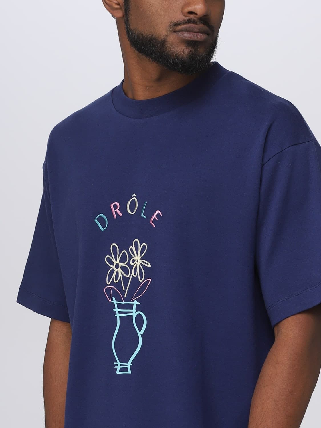 드롤드 무슈 플라워 자수 로고 티셔츠 상품이미지3