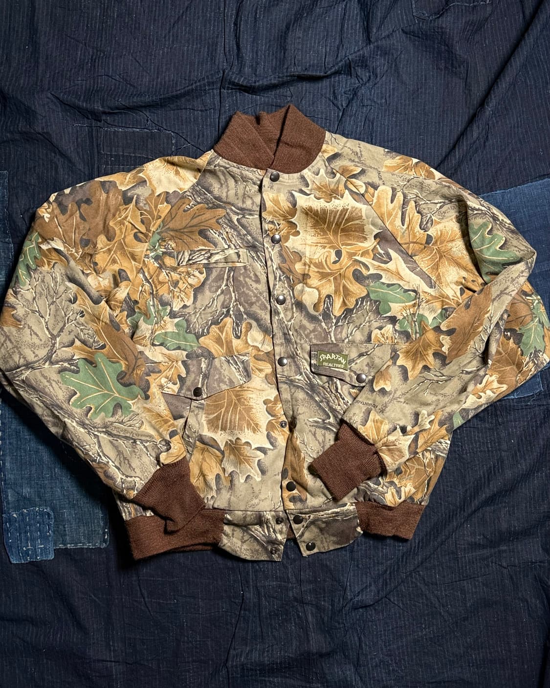 90‘s 스파르탄 코튼우드 카모 패턴 봄버 자켓 L 상품이미지1