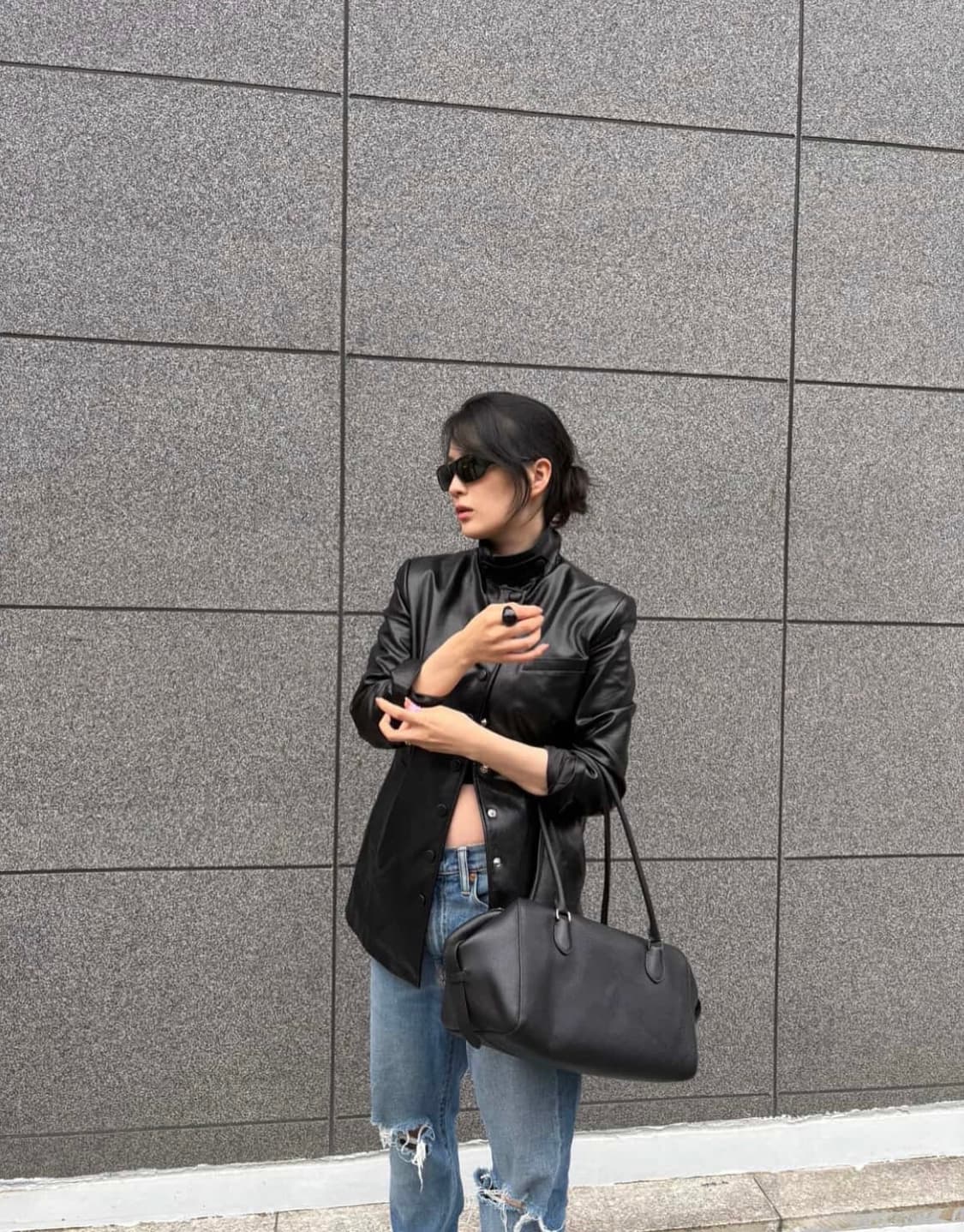 FAKE LEATHER JACKET IN TRENCH 상품이미지1